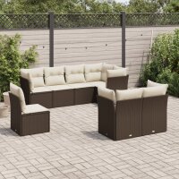 vidaXL 8-tlg. Garten-Sofagarnitur mit Kissen Braun Poly Rattan