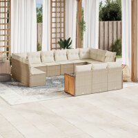 vidaXL 13-tlg. Garten-Sofagarnitur mit Kissen Beige Poly...