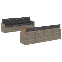 vidaXL 9-tlg. Garten-Sofagarnitur mit Kissen Grau Poly Rattan