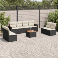 vidaXL 9-tlg. Garten-Sofagarnitur mit Kissen Schwarz Poly Rattan