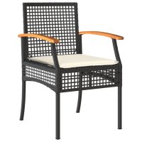 vidaXL 9-tlg. Garten-Essgruppe mit Kissen Schwarz Poly Rattan