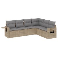 vidaXL 6-tlg. Garten-Sofagarnitur mit Kissen Beige Poly...