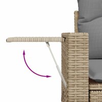 vidaXL 6-tlg. Garten-Sofagarnitur mit Kissen Beige Poly Rattan