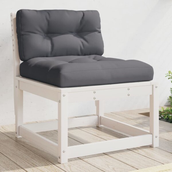 vidaXL Gartensofa mit Kissen Wei&szlig; Massivholz Kiefer