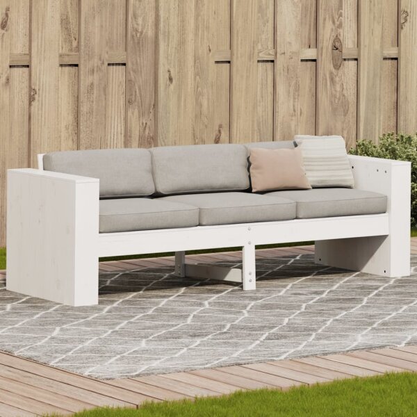 vidaXL Gartensofa 3-Sitzer Wei&szlig; 189x60x62 cm Massivholz Kiefer