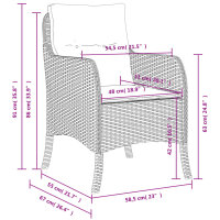 vidaXL Gartenst&uuml;hle mit Kissen 2 Stk. Beigemischung Poly Rattan