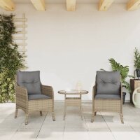 vidaXL Gartenst&uuml;hle mit Kissen 2 Stk. Beigemischung Poly Rattan