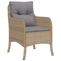 vidaXL Gartenst&uuml;hle mit Kissen 2 Stk. Beigemischung Poly Rattan