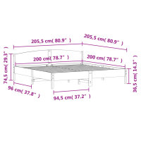 vidaXL Massivholzbett mit Kopfteil Wachsbraun 200x200 cm Kiefer