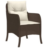 vidaXL 5-tlg. Garten-Essgruppe mit Kissen Braun Poly Rattan