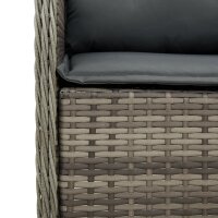 vidaXL 3-tlg. Garten-Essgruppe mit Kissen Grau Poly Rattan