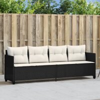 vidaXL Sonnenliege mit Kissen Schwarz Poly Rattan