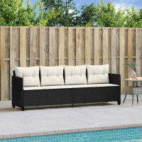 vidaXL Sonnenliege mit Kissen Schwarz Poly Rattan