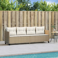 vidaXL Sonnenliege mit Kissen Beige Poly Rattan