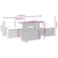 vidaXL 6-tlg. Garten-Sofagarnitur mit Kissen Schwarz Poly Rattan