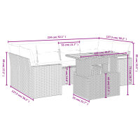 vidaXL 7-tlg. Garten-Sofagarnitur mit Kissen Schwarz Poly Rattan