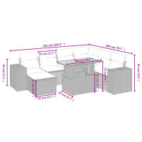 vidaXL 8-tlg. Garten-Sofagarnitur mit Kissen Schwarz Poly Rattan