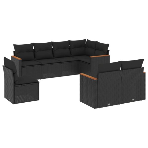 vidaXL 8-tlg. Garten-Sofagarnitur mit Kissen Schwarz Poly Rattan