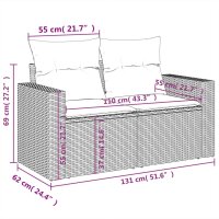 vidaXL 8-tlg. Garten-Sofagarnitur mit Kissen Schwarz Poly Rattan