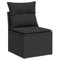 vidaXL 5-tlg. Garten-Sofagarnitur mit Kissen Schwarz Poly Rattan