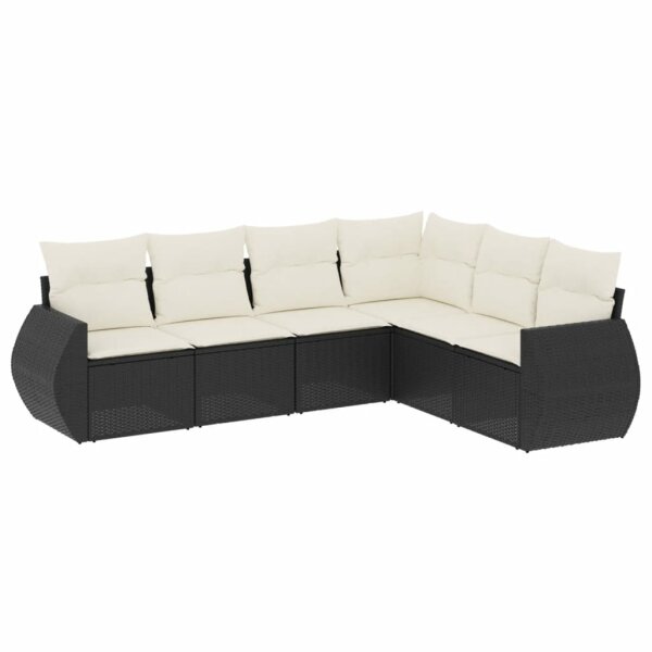 vidaXL 6-tlg. Garten-Sofagarnitur mit Kissen Schwarz Poly Rattan