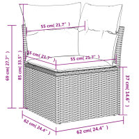 vidaXL 6-tlg. Garten-Sofagarnitur mit Kissen Schwarz Poly Rattan