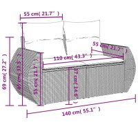 vidaXL 8-tlg. Garten-Sofagarnitur mit Kissen Schwarz Poly Rattan