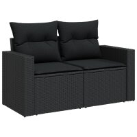 vidaXL 5-tlg. Garten-Sofagarnitur mit Kissen Schwarz Poly Rattan