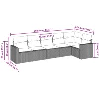 vidaXL 6-tlg. Garten-Sofagarnitur mit Kissen Schwarz Poly Rattan