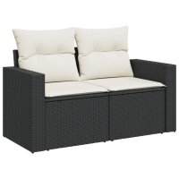 vidaXL 10-tlg. Garten-Sofagarnitur mit Kissen Schwarz Poly Rattan