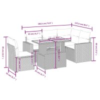 vidaXL 6-tlg. Garten-Sofagarnitur mit Kissen Schwarz Poly Rattan