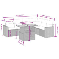 vidaXL 7-tlg. Garten-Sofagarnitur mit Kissen Schwarz Poly Rattan