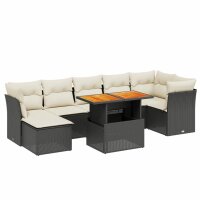 vidaXL 8-tlg. Garten-Sofagarnitur mit Kissen Schwarz Poly Rattan