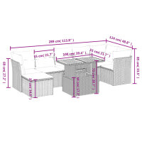 vidaXL 8-tlg. Garten-Sofagarnitur mit Kissen Schwarz Poly Rattan