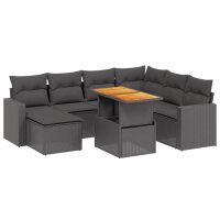 vidaXL 8-tlg. Garten-Sofagarnitur mit Kissen Schwarz Poly Rattan