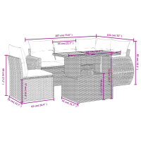 vidaXL 6-tlg. Garten-Sofagarnitur mit Kissen Schwarz Poly Rattan