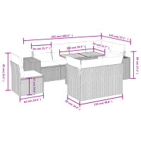 vidaXL 9-tlg. Garten-Sofagarnitur mit Kissen Schwarz Poly Rattan