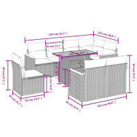 vidaXL 9-tlg. Garten-Sofagarnitur mit Kissen Schwarz Poly Rattan