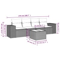 vidaXL 5-tlg. Garten-Sofagarnitur mit Kissen Schwarz Poly Rattan