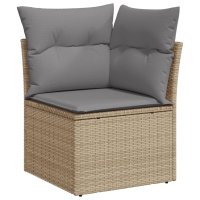 vidaXL 4-tlg. Garten-Sofagarnitur mit Kissen Beige Poly Rattan