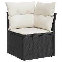 vidaXL 5-tlg. Garten-Sofagarnitur mit Kissen Schwarz Poly Rattan