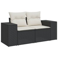 vidaXL 5-tlg. Garten-Sofagarnitur mit Kissen Schwarz Poly Rattan