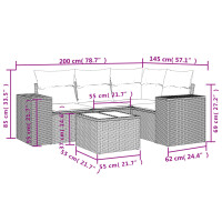 vidaXL 5-tlg. Garten-Sofagarnitur mit Kissen Schwarz Poly Rattan