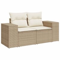 vidaXL 6-tlg. Garten-Sofagarnitur mit Kissen Beige Poly Rattan