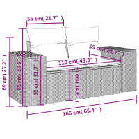 vidaXL 6-tlg. Garten-Sofagarnitur mit Kissen Beige Poly Rattan