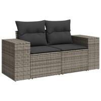 vidaXL 6-tlg. Garten-Sofagarnitur mit Kissen Grau Poly Rattan