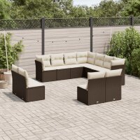 vidaXL 11-tlg. Garten-Sofagarnitur mit Kissen Braun Poly...