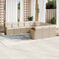 vidaXL 11-tlg. Garten-Sofagarnitur mit Kissen Beige Poly...