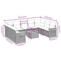 vidaXL 10-tlg. Garten-Sofagarnitur mit Kissen Grau Poly Rattan