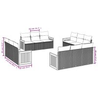 vidaXL 12-tlg. Garten-Sofagarnitur mit Kissen Grau Poly Rattan